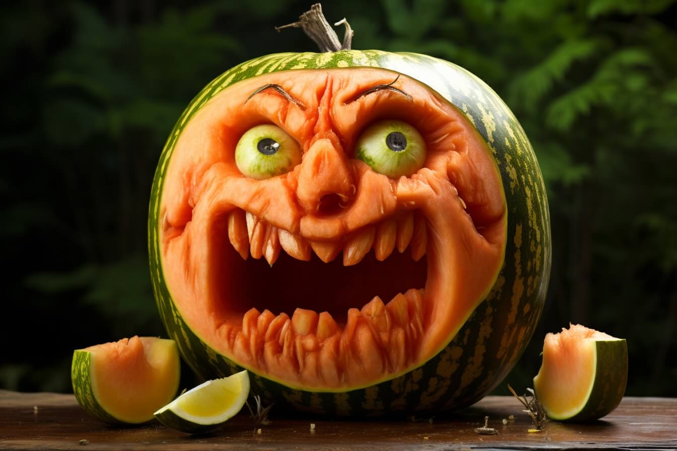 Wassermelone Monster Gesicht