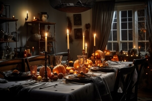 Halloween Esstisch mit Kerzen